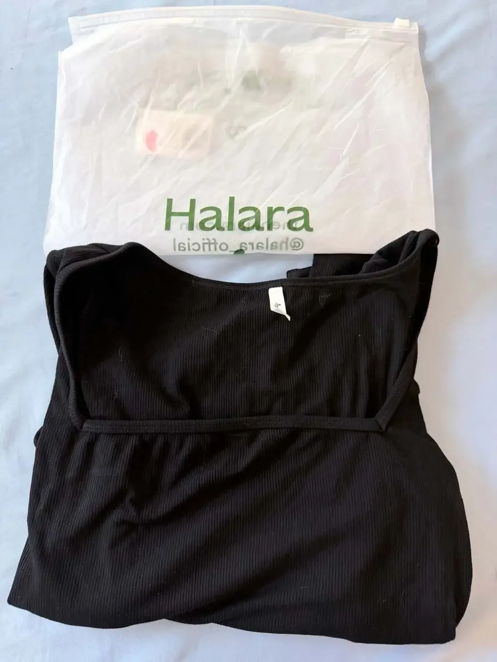 NWT Halara Ribbed Knit Square Neck Long Sleeve Bodysuit Black Size S